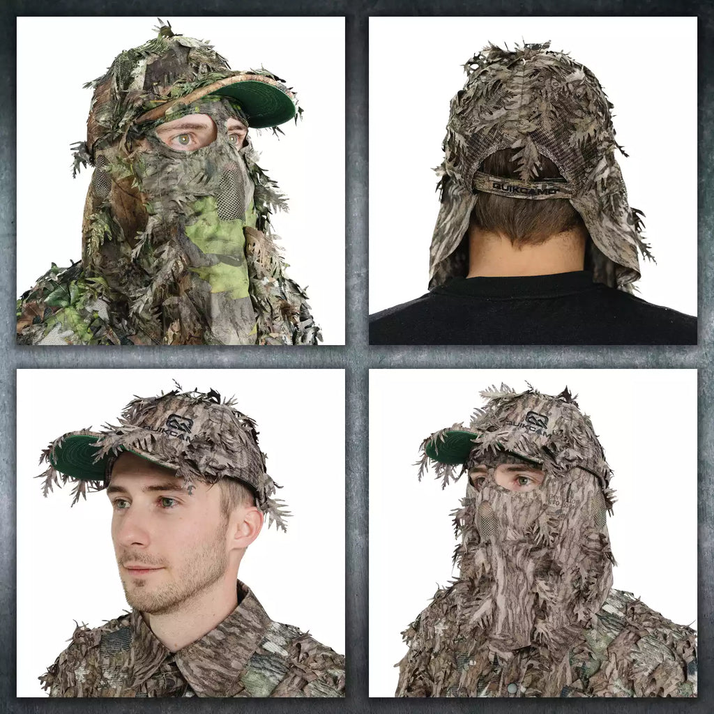 2-in-1 FRONT Leafy Face Mask and Camo Hat (Adj, OSFM) 2-in-1 FRONT Leafy Face Mask and Camo Hat (Adj, OSFM)