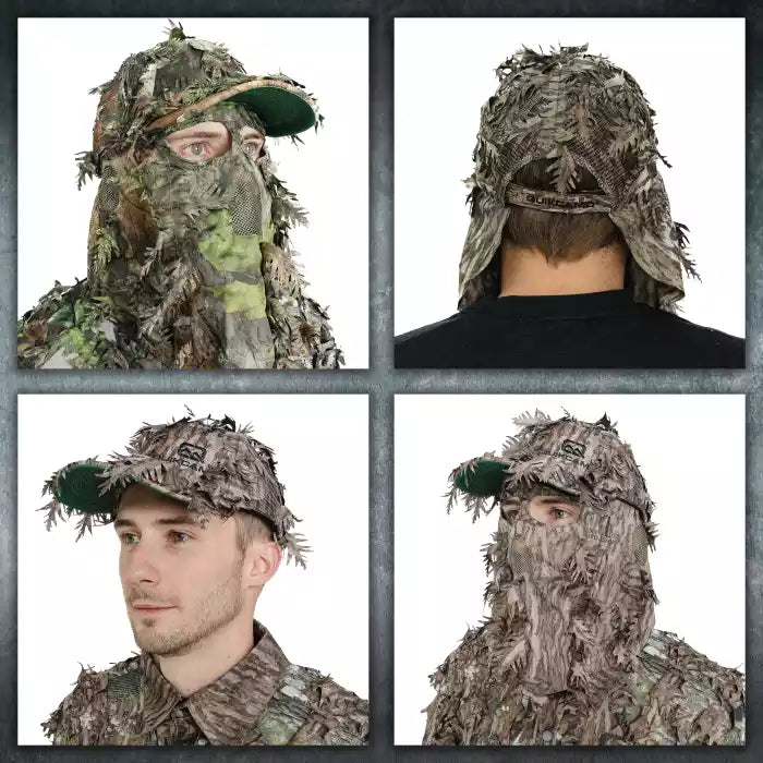 2-in-1 FRONT Leafy Face Mask and Camo Hat (Adj, OSFM) 2-in-1 FRONT Leafy Face Mask and Camo Hat (Adj, OSFM)