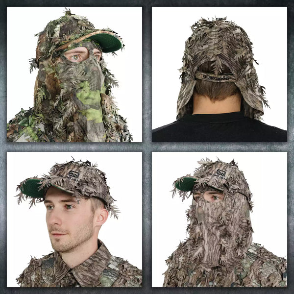 2-in-1 FRONT Leafy Face Mask and Camo Hat (Adj, OSFM) 2-in-1 FRONT Leafy Face Mask and Camo Hat (Adj, OSFM)
