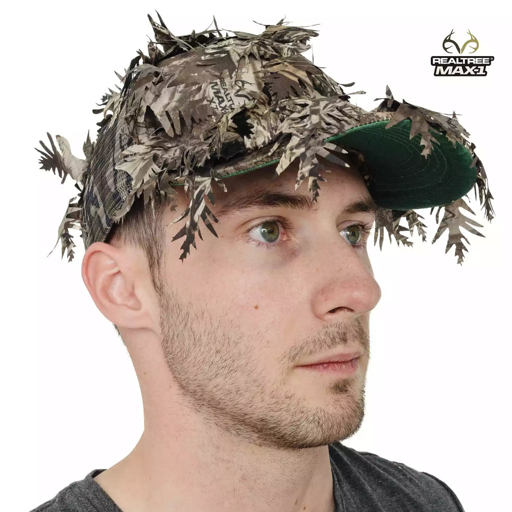 2-in-1 FRONT Leafy Face Mask and Camo Hat (Adj, OSFM) 2-in-1 FRONT Leafy Face Mask and Camo Hat (Adj, OSFM)