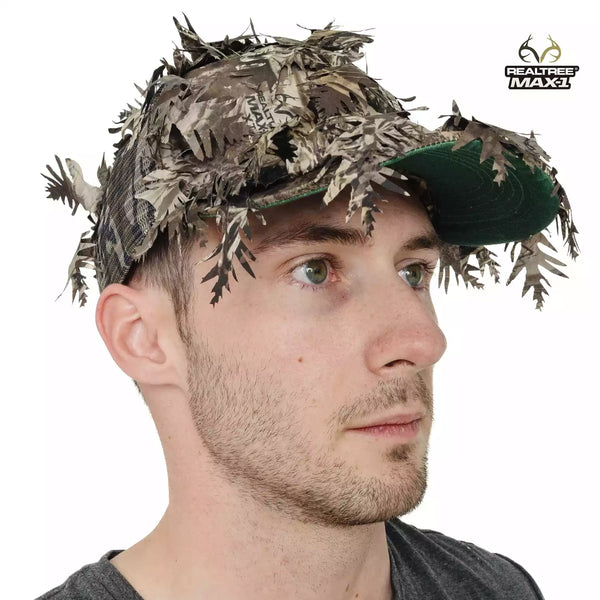 2-in-1 FRONT Leafy Face Mask and Camo Hat (Adj, OSFM) 2-in-1 FRONT Leafy Face Mask and Camo Hat (Adj, OSFM)