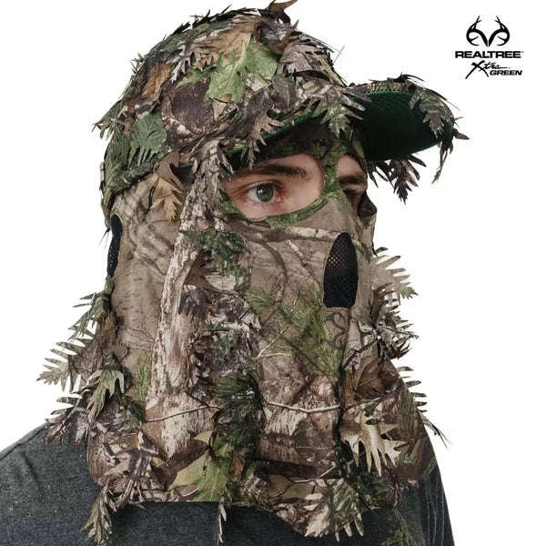 2-in-1 FRONT Leafy Face Mask and Camo Hat (Adj, OSFM) 2-in-1 FRONT Leafy Face Mask and Camo Hat (Adj, OSFM)
