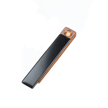 Flameless Rectangular Metal Trim Lighter Black