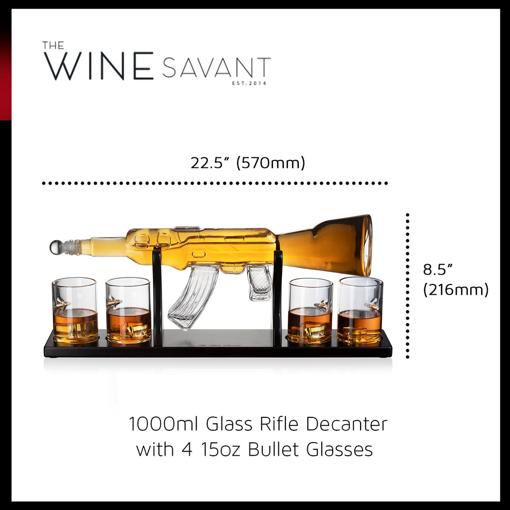 Gun Large Decanter Set Bullet Glasses - Limited Edition - 1000ml