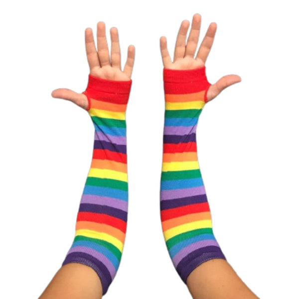 10 Pack Rainbow Pride Fingerless Elbow Length Gloves (10 Pairs)