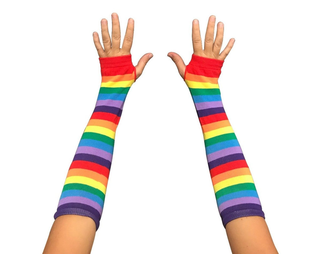 10 Pack Rainbow Pride Fingerless Elbow Length Gloves (10 Pairs)