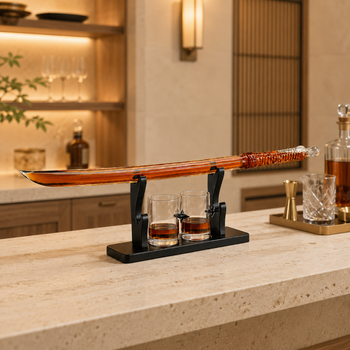 Samurai Sword Large Whiskey Wine Decanter 13 5OZ Liquor With 2 Ninja Star 10OZ Glasses Scotch Bourbo