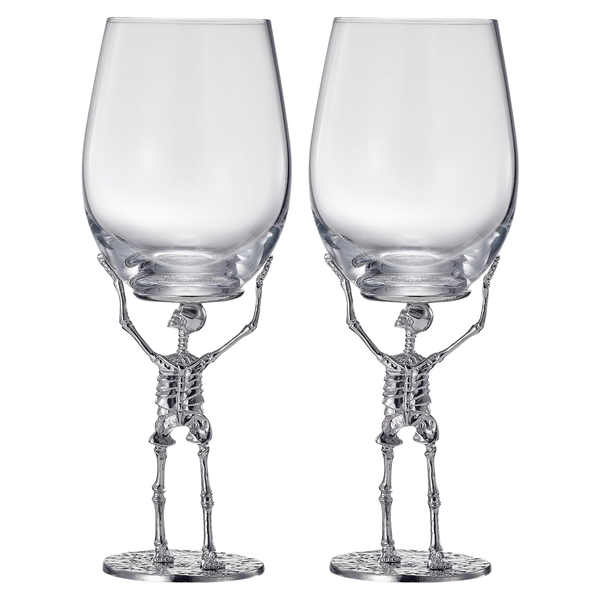 Stemmed Skeleton Wine Glass Set Of 2 19OZ Halloween Skeleton Glasses 10 H Goth Gifts Skeleton Gifts