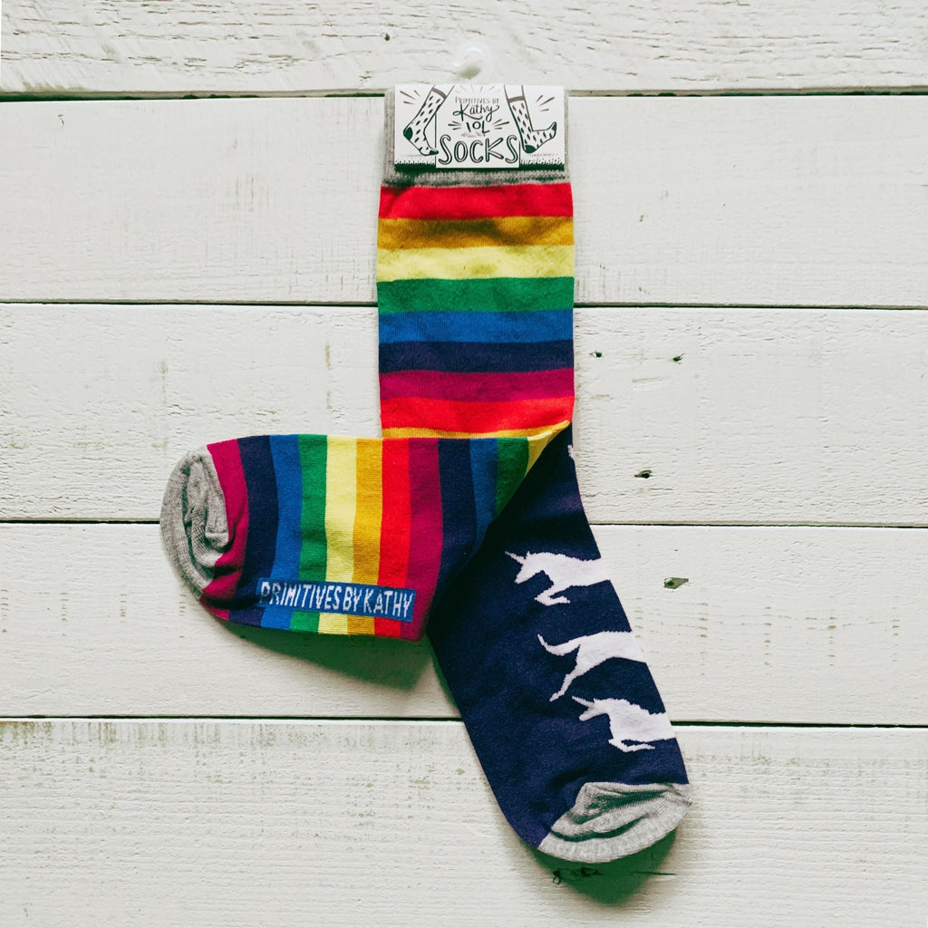 3 Pack Pride Socks | LGBTQIA Rainbow Unicorn Pronouns Socks