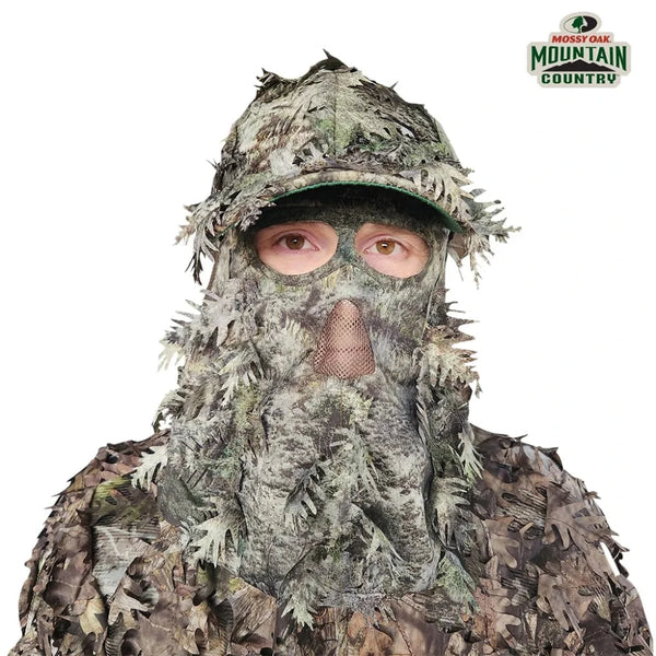2-in-1 FRONT Leafy Face Mask and Camo Hat (Adj, OSFM)