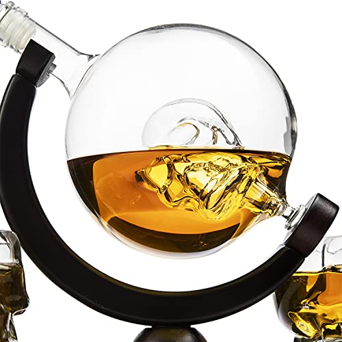 Skull Skeleton Wine & Whiskey Globe Decanter Set - 850 mL