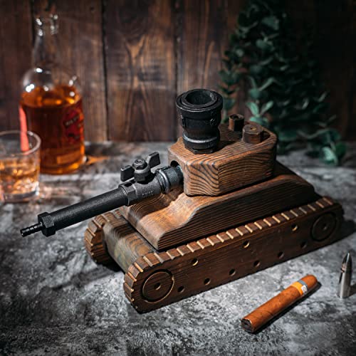 Tank Handcrafted Liquor Dispenser - Industrial Pipe Mahogany Wood