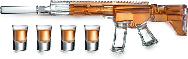 AR15 Whiskey Decanter and Glass Set - 22oz & 4 1oz Shot Glasses