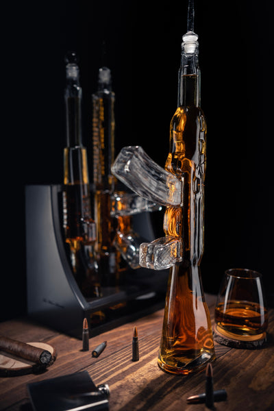 3 Gun Whiskey Decanters Set AR15, AK47, & Rifle Gun Decanter Set 1000ml
