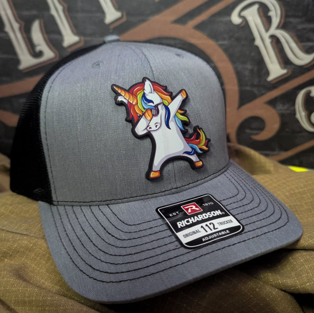 Dabcorn Hat | Full-Color Leather Patch Dabbing Unicorn Design