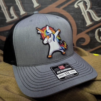 Dabcorn Hat | Full-Color Leather Patch Dabbing Unicorn Design