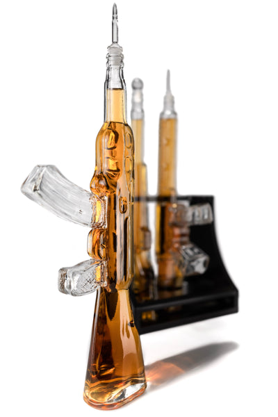 3 Gun Whiskey Decanters Set AR15, AK47, & Rifle Gun Decanter Set 1000ml