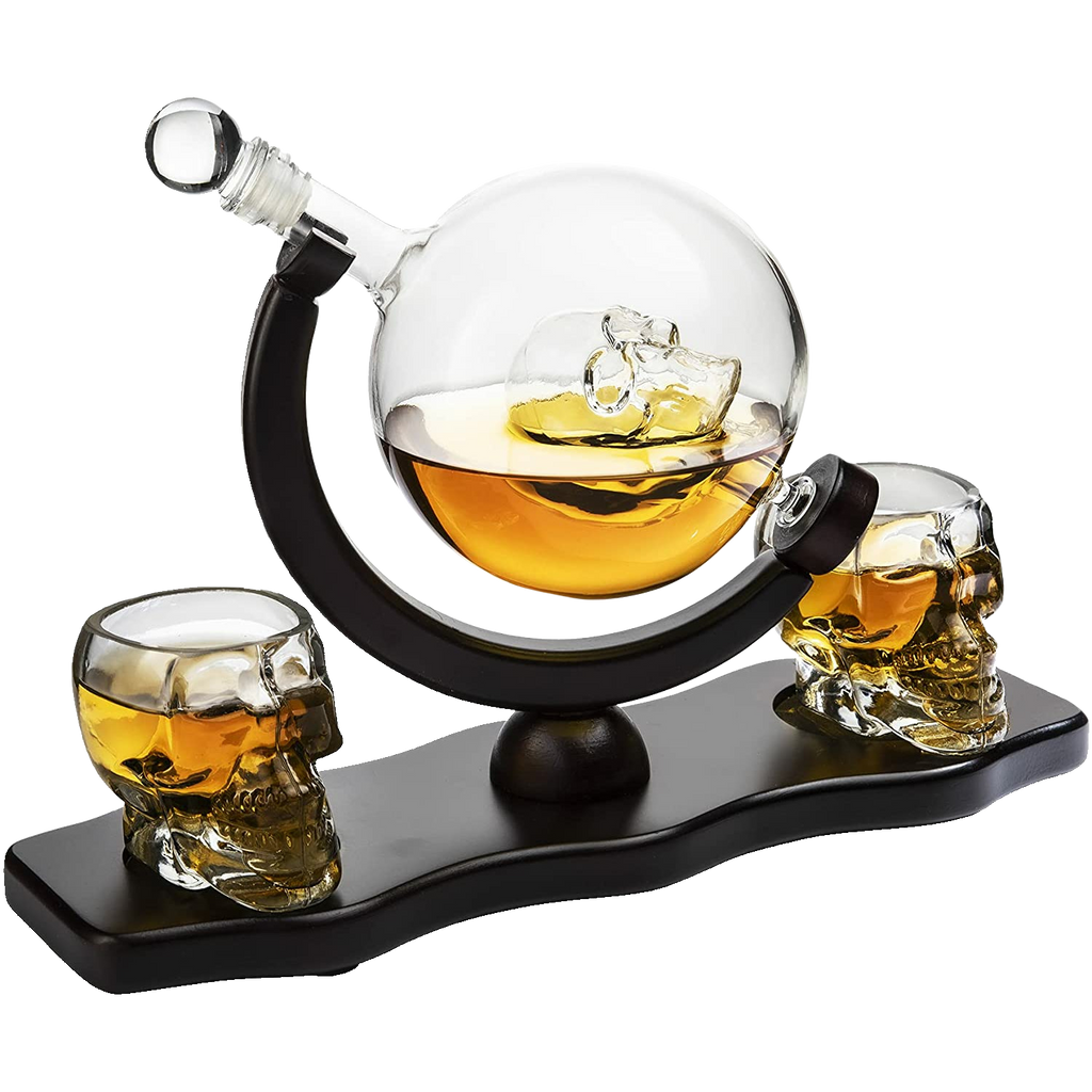 Skull Decanter Set With 2 Skull Shot Glasses