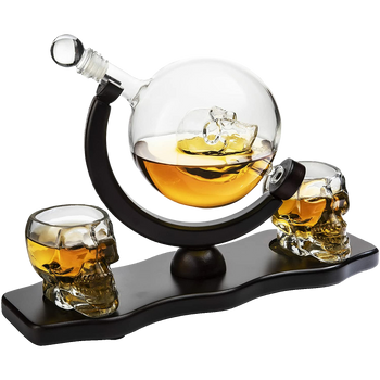 Skull Decanter Set With 2 Skull Shot Glasses