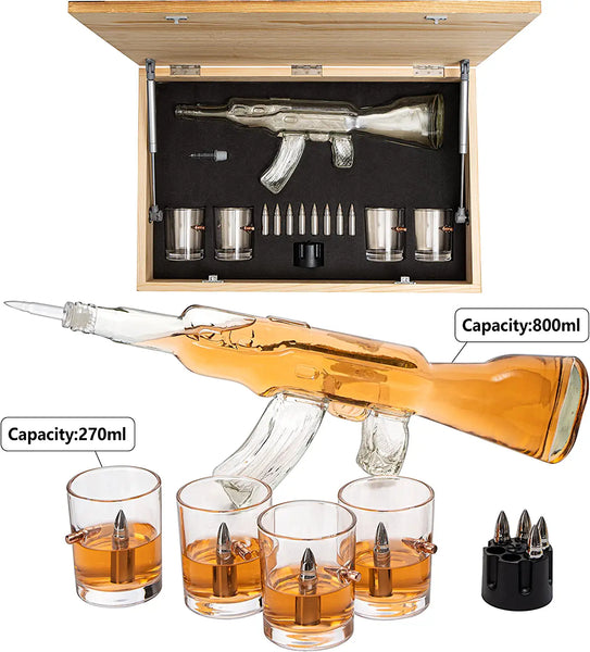 Gun Whiskey Decanter Set - SKF1801 - 8 Bullet Whiskey Chillers