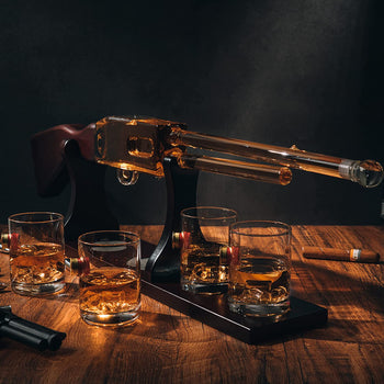 Shotgun Rifle Wine & Whiskey Decanter Set 20oz with Bullet Glasses