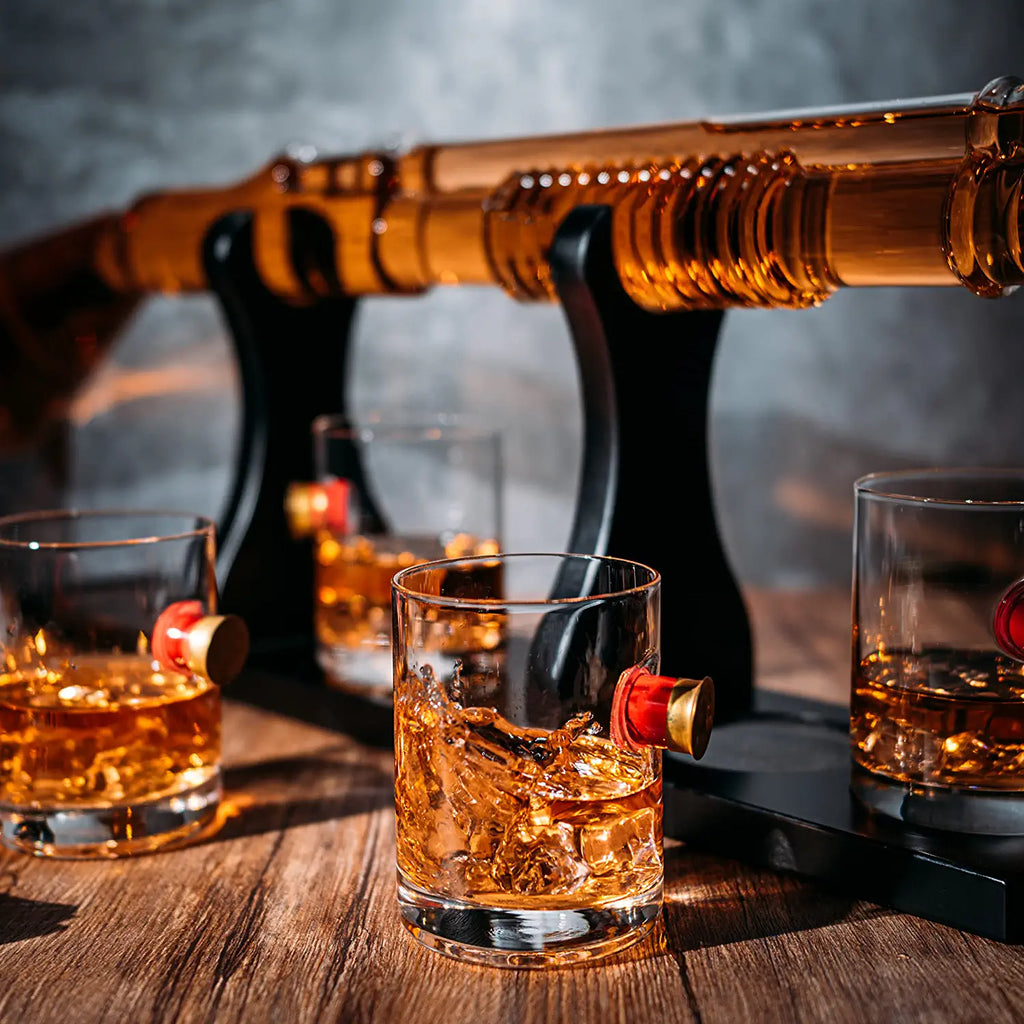Shotgun Whiskey Decanter Set - 800 ml & 4 12oz Bullet Glasses