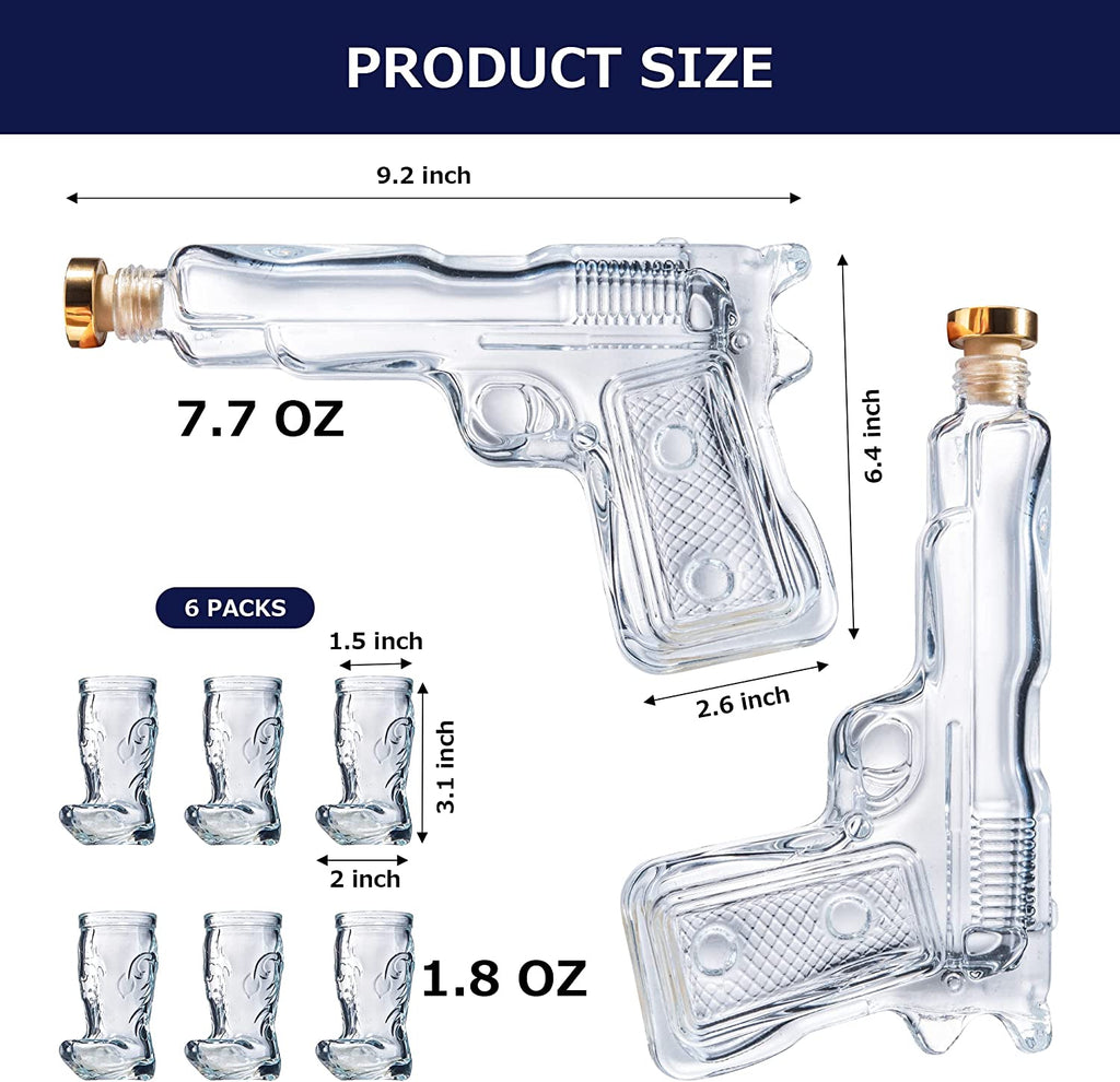 Pistol & Shotglasses Decanter Party Serving Holster Set