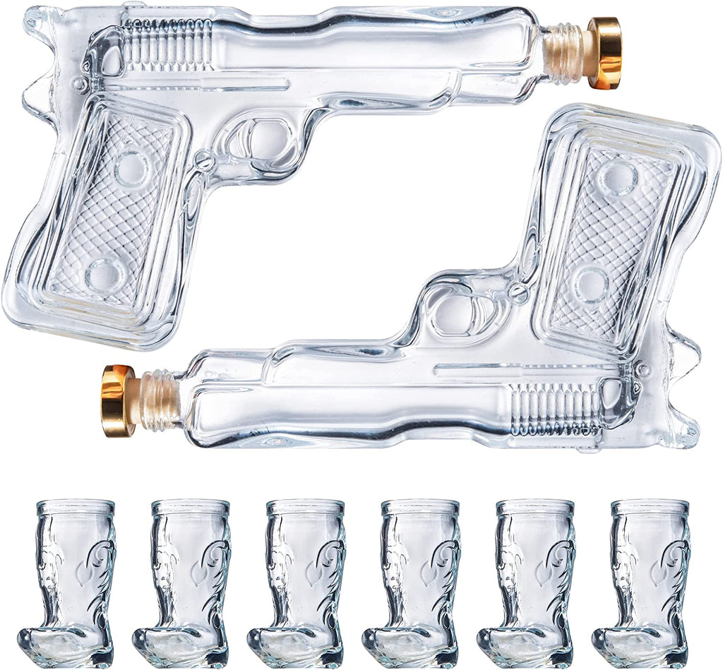 Pistol & Shotglasses Decanter Party Serving Holster Set