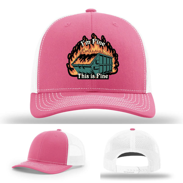 This Is Fine Leather Patch Hat – Dumpster Fire Design