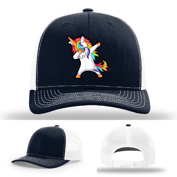 Dabcorn Hat | Full-Color Leather Patch Dabbing Unicorn Design