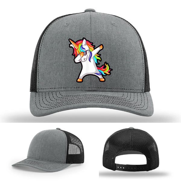 Dabcorn Hat | Full-Color Leather Patch Dabbing Unicorn Design