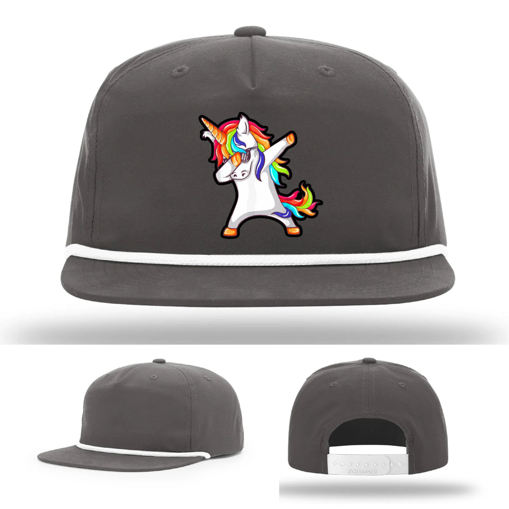 Dabcorn Hat | Full-Color Leather Patch Dabbing Unicorn Design