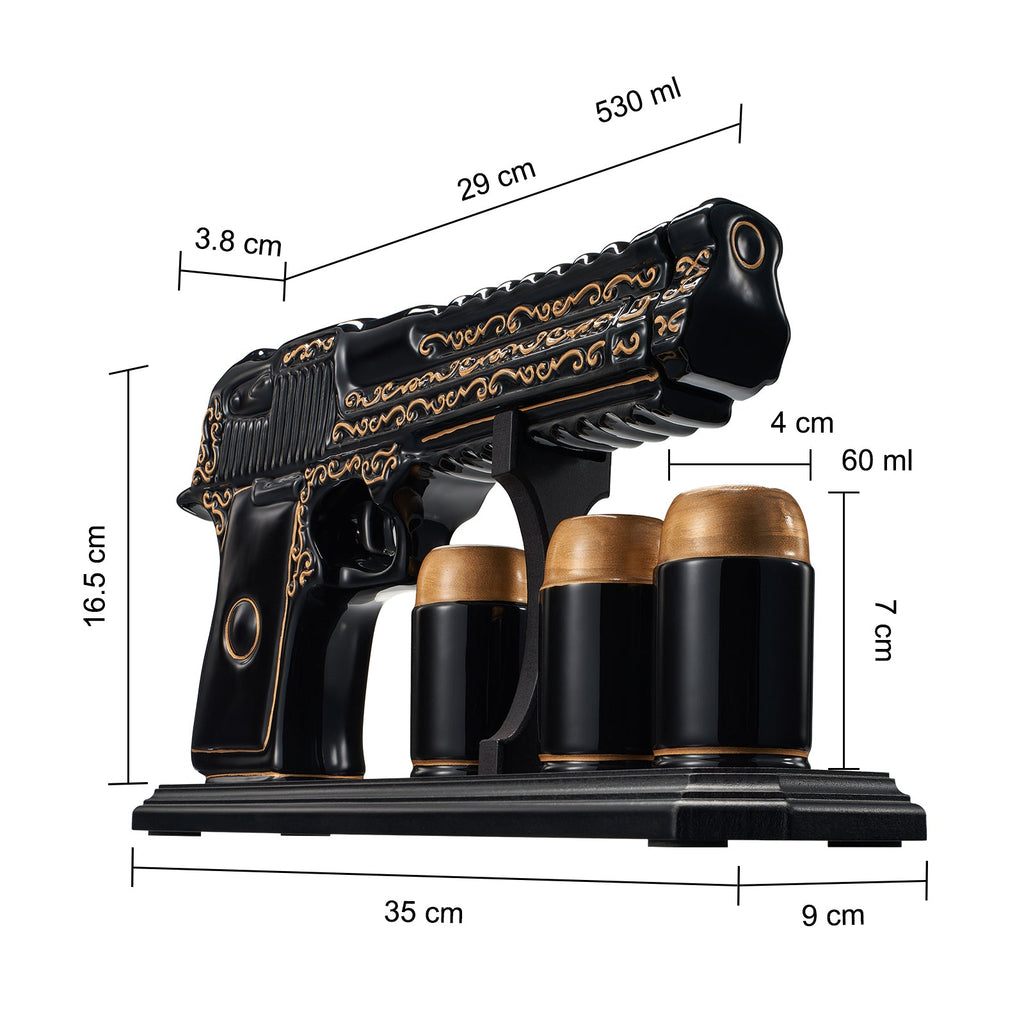 Hand Painted Pistol Whiskey & Wine Decanter by The Wine Savant