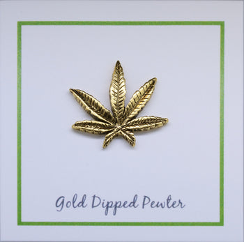 Marijuana Leaf Gold Lapel Pin