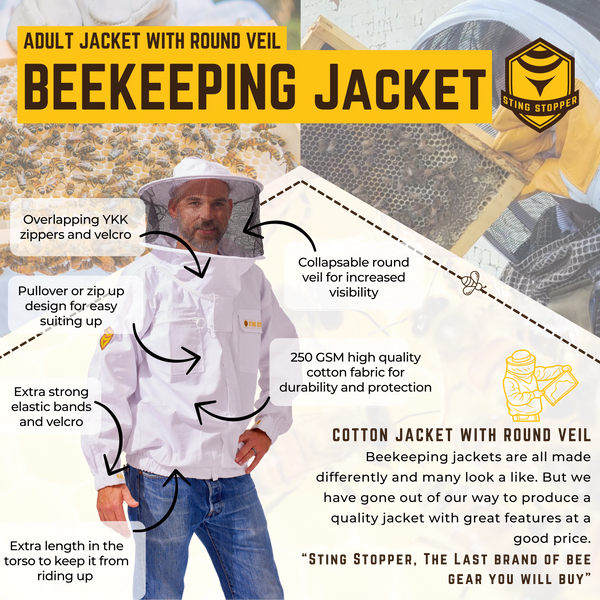 Classic Cotton Beekeeping Jacket with Round Veil