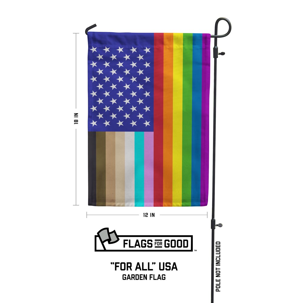 "For All" Rainbow U.S. Garden Flag