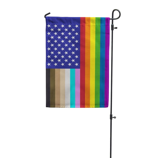 "For All" Rainbow U.S. Garden Flag