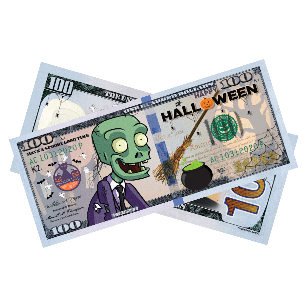 100x $100 Halloween Frankie Bills by Prop Money Inc - Proud Libertarian - Prop Money Inc