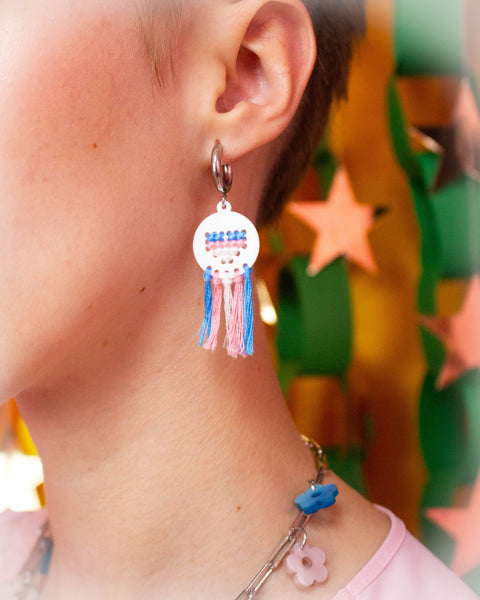 Cross Stitch Pride Flag Earrings