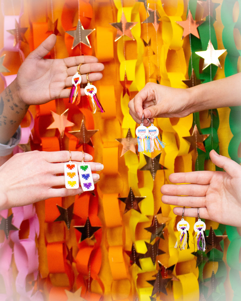 Cross Stitch Pride Flag Earrings