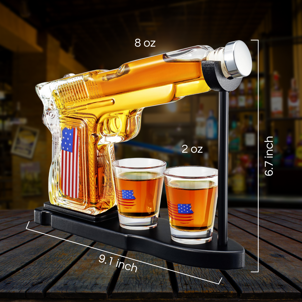 Gifts for Men Dad, Father Whiskey Decanter Set - 8 Oz with Two 2 Oz Glasses