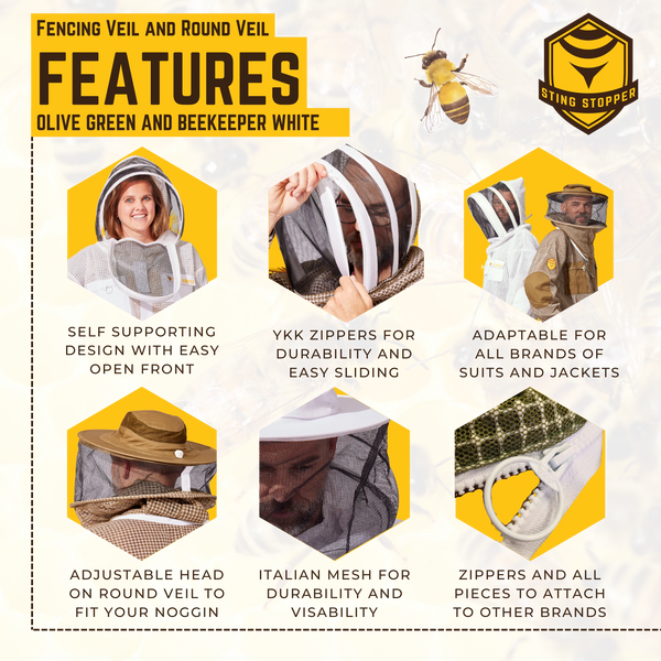 Round or Fencing Beekeeping Veil