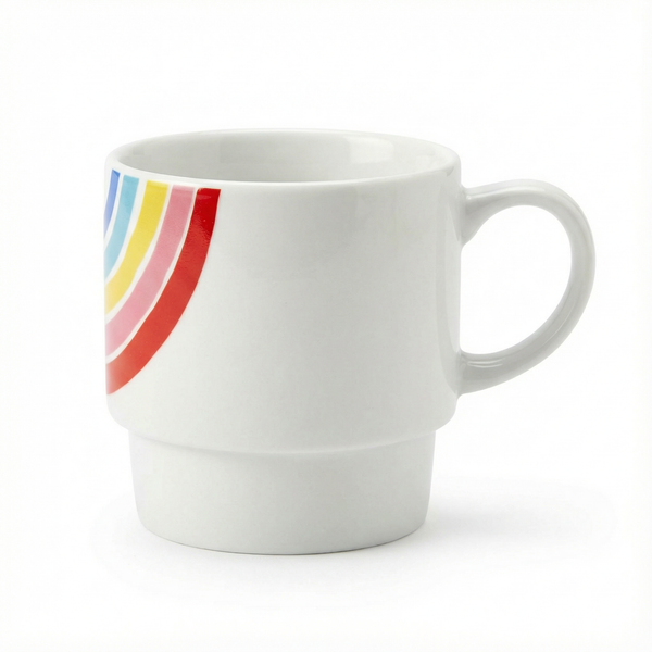 Set of 2 Rainbow Stacking Mugs | Ceramic Mug Set