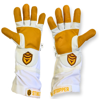 Sting Stopper Heavy Duty Goat Skin Beekeeping Gloves - Beekeeper White