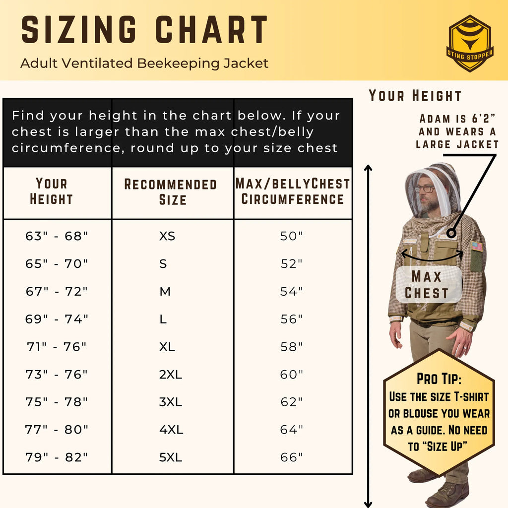 Sting Stopper Professional Ventilated Beekeeping Jacket - Olive Green