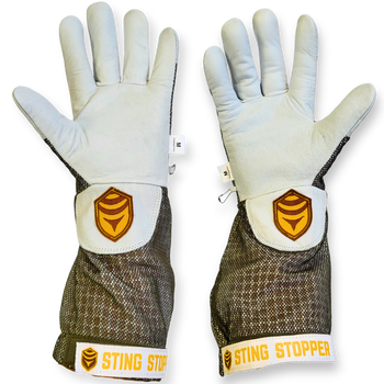 Sting Stopper Ventilated Goat Skin Beekeeping Gloves - Olive Green