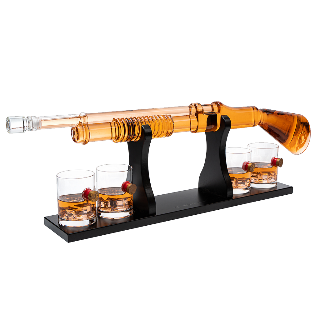Shotgun Whiskey Decanter Set - 800 ml & 4 12oz Bullet Glasses