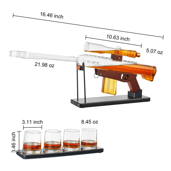 Gifts for Men Dad, Whiskey Decanter Set - Sniper Scope Glass Gun AR Limited Edition
