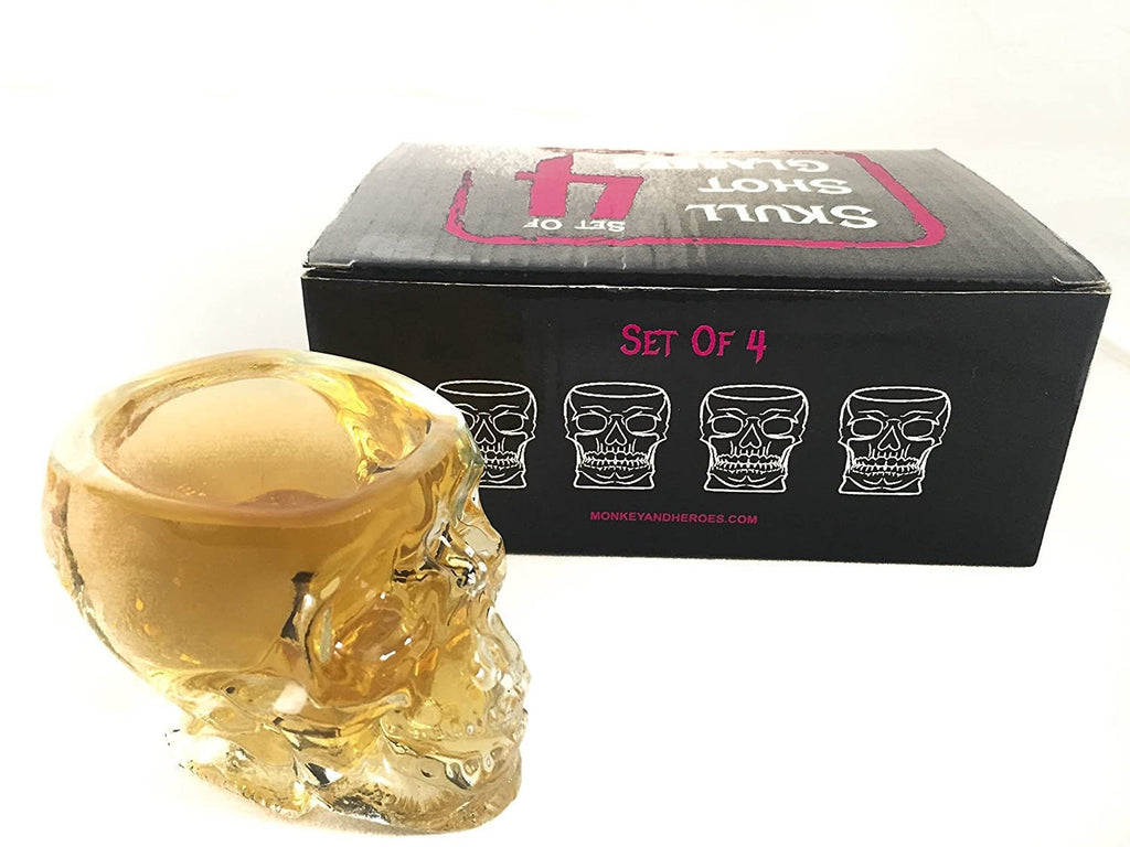 Monkey and Heroes Extra Large Skull Shot Glasses Set of 4