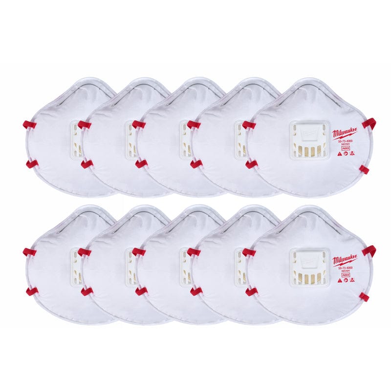 Milwaukee N95 Respirator Valved White 10 pk